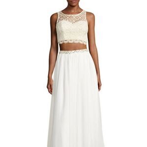 Sequin Hearts Two-Piece Sequin Lace Crop Top and Skirt-WHITE-7
